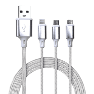 Champion 3-in-1 Braided Cable with Type-C, Lightning & Micro USB Fast Charging