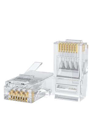 Champion Cat 6 RJ45 Connector, UTP Network Plug for Solid Wire and Standard Cable, Transparent Pack of 100